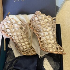 Elegant Beige Peep-Toe Heels